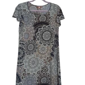 SJS Black and White Patterned Midi Dress